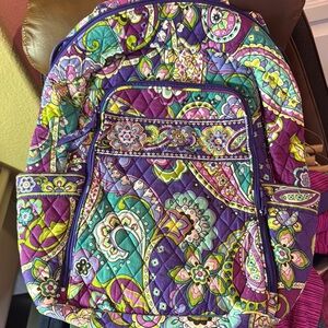Vera Bradley Purple and Green Quilted Backpack